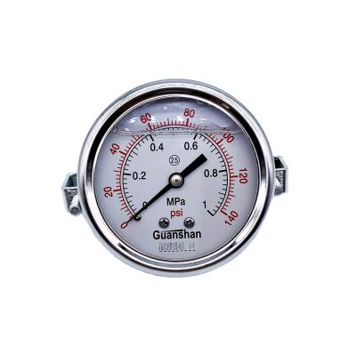 China liquid filled pressure gauge oil filling pressure gauge with bracket -1~1000bar for machines 63mm for sale