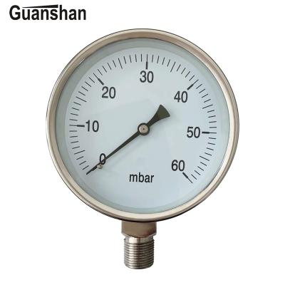 China SS304 YE100BF 1~60Kpa Stainless Steel Diaphragm Capsule Pressure Gauge for sale