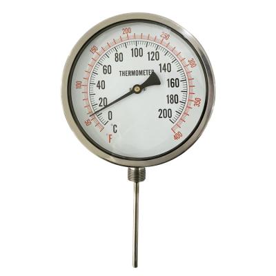 China Probe stainless steel bimetallic thermometer aluminum 150mm, bimetallic industrial bottom; 3