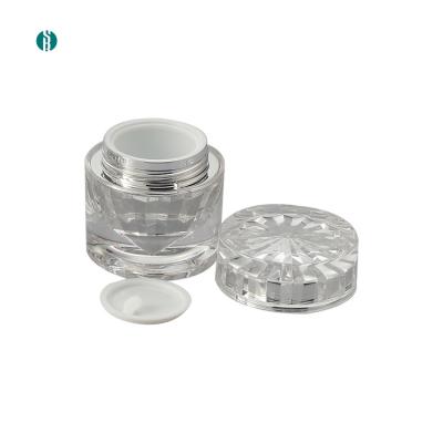 China Cosmetic Factory Wholesale Empty Facial Cream Packaging 30g Acrylic Plastic Round Clear Jars for sale