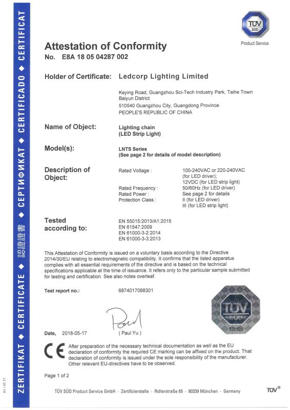 TUV-CE EMC - LEDCORP LIGHTING LIMITED