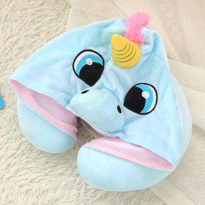 China Magnetic Unicorn Cartoon U Type Hooded Pillows Neck Pillows Office Nap Travel Pillows for sale