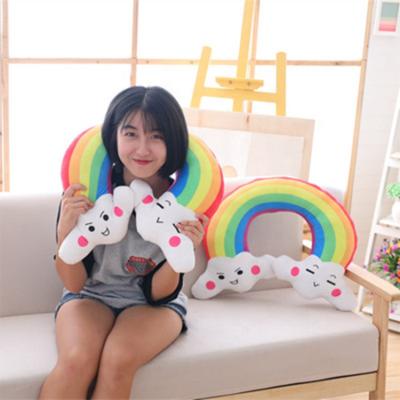 China Cute Anti-static Hot Promotion Rainbow Massage Car Neck Support Pillow for Cervical Pain and Airplane Travel for sale