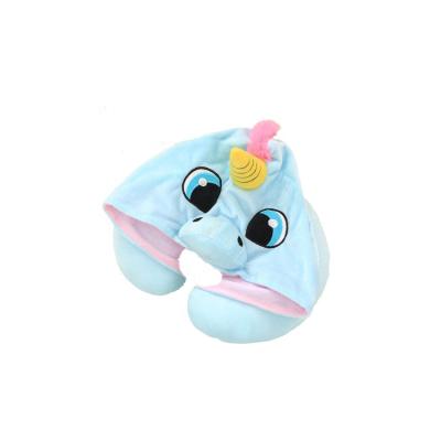 China Colorful Cartoon Unicorn Soft Massage Sofa Cotton Massage Hoodie Neck Pillow for sale