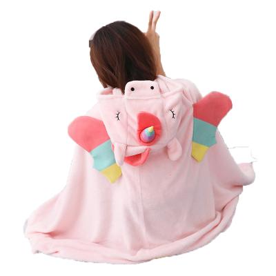 China Valentine Unicorn Sofa Soft Cartoon Anime Design Wearable Cute Hoodie Blanket Warm Coat for sale