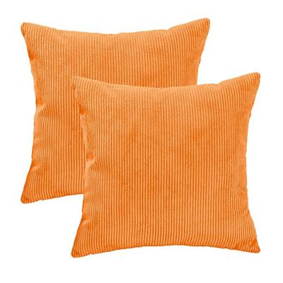 China 2020 Amazon Top Selling Decoration 45*45 Magnetic Cushion Covers Striped Pillow Cover Orange Corduroy Cushions for sale