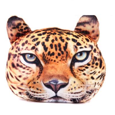 China Anti-Apnea Factory Customized Cute 3D Sublimation Printed Plush Stuffed Leopard Head Shaped Pillow for sale