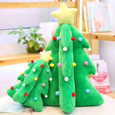 China Eco-friendly high quality cheap price 35 cm pp cotton plush toys flocked christmas decoration tree with lights for sale