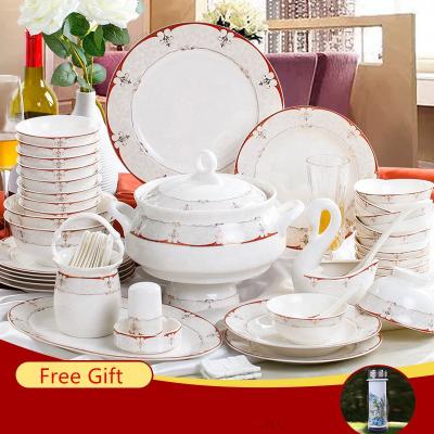 China Nordic Wholesale 60 Pcs Viable Art Dinner Plates Dining Room Sets Home Decor Porcelain Dinnerware Sets for sale