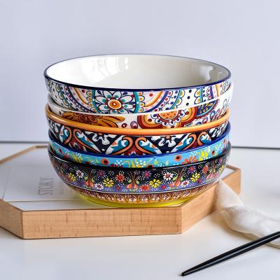 China Underlay Household Viable Hand Painted Ceramic Rice Bowl for sale