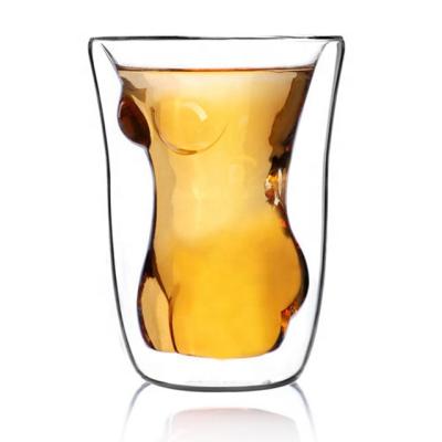 China Double Beauty Shape Cocktail Glass Drinking Creative Glass Beer Glass for sale