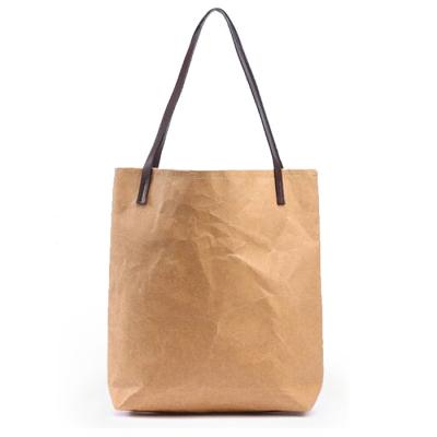 China Custom Goods Recyclable Brown Washable Reusable Waterproof Wrapping Paper Tote Paper Tyvek Shopping Bag for sale