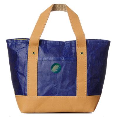 China Recyclable Custom Logo Kraft Paper Bag Waterproof Washable Handbag For Shopping for sale