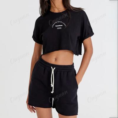 China Summer Breathable Oversized Shirt New Arrival Custom Embroidery Printed T Shirt 100% Cotton Spandex Blend Plain Black White Crop Top Women for sale