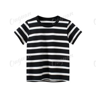 China Anti-Shrinkage Casual Clothes for Kids Striped Clothes Winter Autumn T-shirt Street Wear Cotton Infant Tops for sale