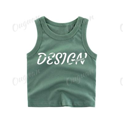 China Summer Breathable Tank Top For Boys Girls Letters Print Sleeveless Knit Cotton Kids Singlets Tops Kids for sale