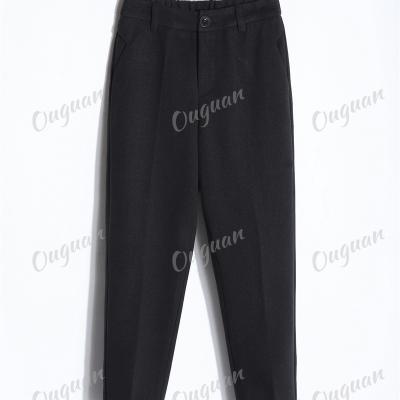 China Anti-Wrinkle Autumn Winter 2022 Elegant Women Office Ladies Work Pants Elastic Band Waisted Warm Trousers Back Up Harm for sale