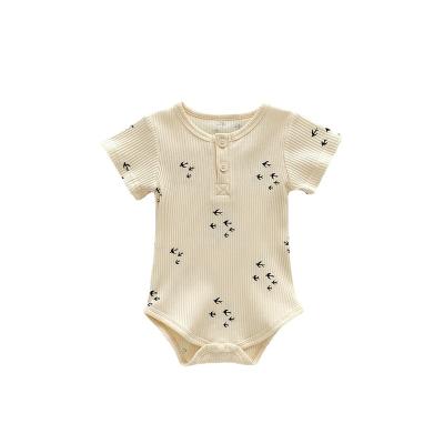 China Wholesale 95% Cotton Baby Rompers Short Sleeve Baby Rompers Solid Fashion Jumpsuit for sale