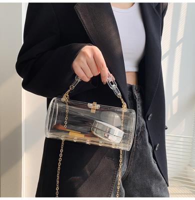 China 100% Eco-friendly Wholesale Clear Chain Purse PVC Transparent Evening Clutch Bags Ladies for sale