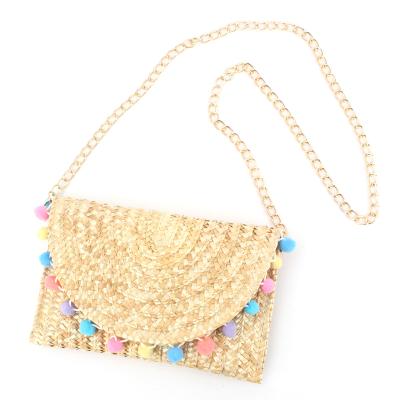 China Handmade Cute Straw Woven Women Clutch Bag For Chain Straw Purse Beach Bag Wholesale Vacation Bag Factory Direct Sales for sale