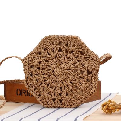 China Fashion New Fashion Beach Bag Summer Straw Hand Woven Bag Vacation Bag Vacation Octagonal Hollow Cross Body Bag for sale