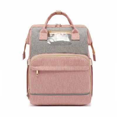 China BUBM Anti Theft Custom Pink Polyester Diaper Bags With Changing Station for sale