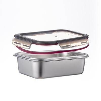 China Plain Stainless Steel Snack Storage Containers With Color Leak Proof Lids for sale