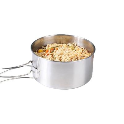 China Promotional Outdoor 304 Stainless Steel Picnic Bowl Pot Frying Pan Fordable Camping Cookware Set for sale