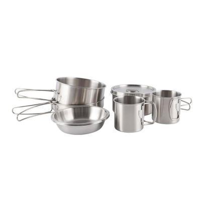 China 304 Stainless Steel Sale 5-6 Person Pot Stainless Steel Outdoor Hanging Portable Camping Cookware Set for sale