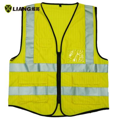 China Waterproof Hi-Force-Vest Gas Worker Aniti-Static Uniform With Zipper And Big Bottom Pocket With Left Chest PVC Pocket Vest for sale