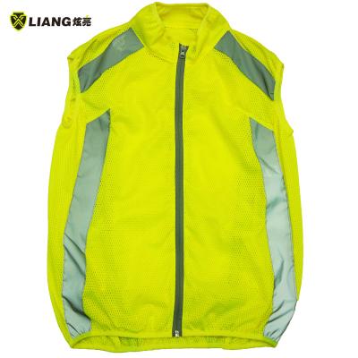 China Polyester High Visibility Reflect Outdoor Short Sleeve Reflective Sports Vest Motorcycle Mesh Quick Dry Sleeve Safety Fabric for sale