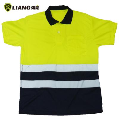 China Light Moisture Wicking Two Tone Polo High Visibility T-shirt Polyester Single Short Sleeved Bird Eyes Knit Heat Transfer Tape Men's Reflective T Shirt for sale