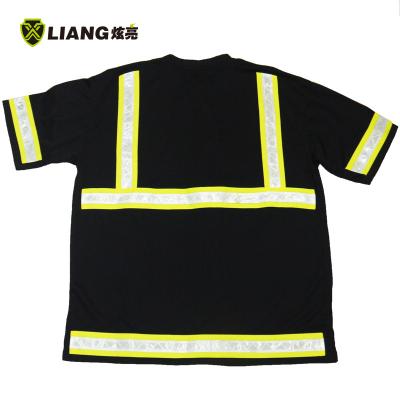 China Light Moisture Wicking PVC High Visibility Plain Short Sleeved T-Shirt With Contrast Material Polyester Bird Eyes Knit Tape Mens Reflective T Shirt for sale