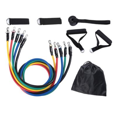 China 11pc Home Workout Exercise Fitness Resistance Band Set With Handles Door Anchor And Ankle Straps GJZ0058 for sale