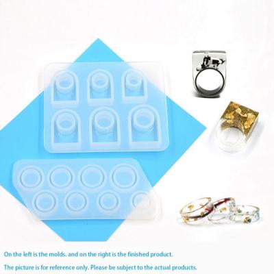 China Disposable Epoxy Flat Ring Mold Crystal Head Glue Square Ring Silicone Molds For Jewelry Making for sale