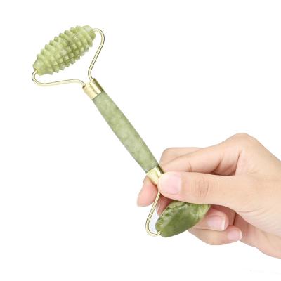 China Skin Tightening Facial Massager Natural Green Jade Roller Face Massager Jade Roller Scraping Tool For Beauty Body Healthy Facial Head Neck Foot for sale