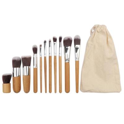 China Bamboo Fan Brush 11 Handle Makeup Brush Set Eyeshadow Brush Beauty Tools for sale