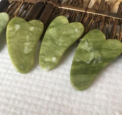 China Skin Tightening Gua Sha Massage Face Green Rose Quartz Jade Guasha Board Scraper Scraping Tool for sale