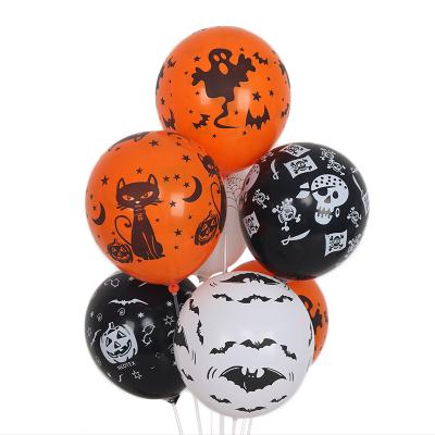 China Halloween Decoration Supplies 12Inch Halloween Balloon Halloween Decoration Supplies Five Layout Pumpkin Printing Top Side Rubber Balloons for sale