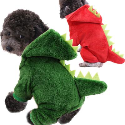 China Wholesale Viable Coral Fleece Dog Clothes Dinosaur Clothing Pet Clothes Warm Quadruped Dog Cat Clothes Autumn And Winter for sale