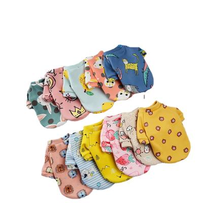 China Cute Viable Pet Clothes Casual Cartoon Pet Apparel Summer Shirt Vests Cat T-shirt Puppies Clothes For Small Pets for sale