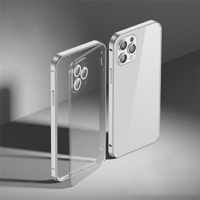 China 2022 Shockproof Slim Aluminum Metal Frame Case With Inner PC Bumper Transparent Back Anti-scratch Shockproof Luxury Phone Case for sale