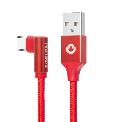 China Hot Selling Mobile Phone SOSLPAI 90 Degree Cable 3.28ft Red Radium Carving Type-C Data Cable Logo Line for sale