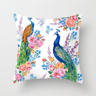 China Custom Canvas Anti-bacteria Tile Peacock Feather Cushion Cover Peacock Pillow Case Vintage Pillow Covers For Sofa Home Decor for sale