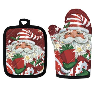 China Traditional Custom Full Color Printing Full Color Printing Christmas Cute Sublimation Oven Heat Shield Pad Set For Kitchen for sale