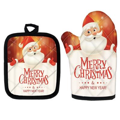 China Merry Christmas Traditional Custom Festive Atmosphere Full Color Printing Furnace Heat Insulation Protective Set for sale