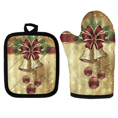 China 2021 Wholesale Custom Factory Price Traditional Pattern Christmas Bell Oven Heat Protection Set for sale