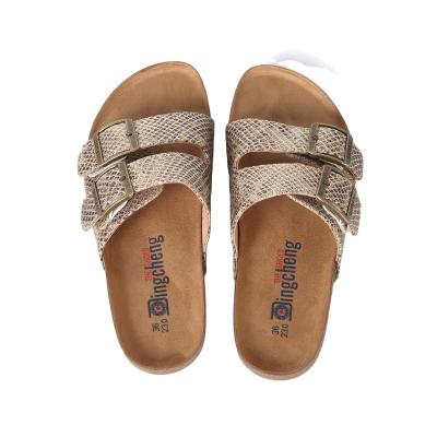 China 2021 New Fashion Design Environmental Soft Cork Outdoor Logo Sandals Frinedly Material Custom Women Women Slides Sole Slipper for sale