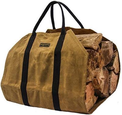 China Firewood Carrier Tote Large Firewood Bag Durable Home Log Firewood Firewood Wax Fireplace Carrier Bag for sale