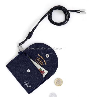 China Convenient felt coin purse ID pocket with lanyard keychain credit card holder bag BSCI sedex factory audited zu verkaufen